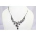 Silver Necklace Black Onyx Sterling Marcasite 925 Pendant Gemstone Designer A862